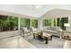 Bright living room featuring vaulted ceilings, and surrounded by windows with beautiful backyard views at 623 Totten Pl, Chapel Hill, NC 27514