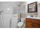 Bathroom featuring a safe step walk-in tub and wooden vanity at 80 Scarlet Bell Dr, Youngsville, NC 27596