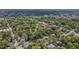 An aerial view shows a neighborhood with tree-lined streets, attractive homes, and community features at 1007 W Markham Ave, Durham, NC 27701