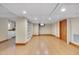 Finished basement area with recessed lighting, built-in shelves, and wood-look flooring at 1007 W Markham Ave, Durham, NC 27701
