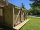 Backyard storage area with modern wooden design at 1016 Buckhorn Rd, Garner, NC 27529