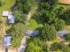 An aerial view of a home surrounded by mature trees and a spacious yard, highlighting the property's secluded setting at 1031 Old Us 421, Lillington, NC 27546