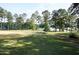 View of a sprawling green lawn with trees and a glimpse of the lake in the background at 1487 Kentucky Ave, Sanford, NC 27332