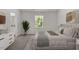 Bedroom featuring modern decor, neutral color scheme, plush carpeting, and natural lighting at 154 Taverners Ln, Angier, NC 27501