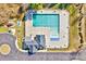 Overhead view of the community pool with recreational facilities and parking at 1624 Struble Cir, Willow Springs, NC 27592