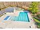 Aerial view of the community pool highlighting its size, cleanliness, and nearby amenities at 1624 Struble Cir, Willow Springs, NC 27592