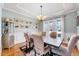 Bright dining room featuring a chandelier, large windows, and elegant decor at 1624 Struble Cir, Willow Springs, NC 27592