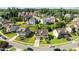 Neighborhood aerial view of homes with well-kept yards and tree-lined streets in a Gathering friendly community at 2120 Rainy Lake St, Wake Forest, NC 27587