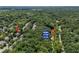 Aerial view showcasing the Bolin Creek Trail and surrounding wooded areas at 219 W Columbia Pl, Chapel Hill, NC 27516