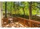 Wooden deck overlooking the beautiful tree-lined backyard, perfect for outdoor relaxation and enjoyment at 219 W Columbia Pl, Chapel Hill, NC 27516