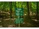 Trail sign post indicating the different trails and directions in the community at 219 W Columbia Pl, Chapel Hill, NC 27516