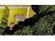 An aerial view of the house with a brown roof surrounded by large green trees and green grass at 233 Pressly Foushee Rd, Sanford, NC 27330