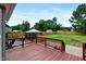 Spacious wooden deck with a view of the private backyard, perfect for outdoor living and entertaining at 236 Emma Ct, Linden, NC 28356