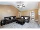 Relaxing living room with vaulted ceiling provides comfortable seating at 236 Emma Ct, Linden, NC 28356