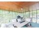 Inviting screened porch with comfortable seating, an outdoor grill, and a view of the surrounding greenery at 2712 Pebblebrook Dr, Sanford, NC 27330