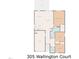 Floor plan illustrates layout of home: bedrooms, kitchen, living spaces, garage, and bathrooms at 305 Wallington Ct, Mebane, NC 27302