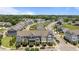 Aerial view of a townhome community with well-maintained streets and manicured landscaping at 417 Austin View Blvd, Wake Forest, NC 27587