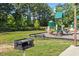 Outdoor playground with a variety of play equipment and a BBQ grill nearby for easy meal prep at 418 Ivy Bank Dr, Angier, NC 27501