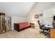 Upstairs bedroom with carpet, neutral walls, and a red plaid daybed at 5629 Clearsprings Dr, Wake Forest, NC 27587