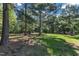 Grassy backyard with scattered shade from mature trees at 6332 Mountain Oaks Way, Wake Forest, NC 27587