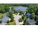 Aerial shot of lakeside homes in a serene neighborhood at 9701 Corktree Ct, Wake Forest, NC 27587