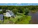 Overhead view of a lakefront property featuring a deck, dock, and a serene water view at 9701 Corktree Ct, Wake Forest, NC 27587