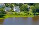 Beautiful home with a lush green lawn and lake access, providing a tranquil outdoor space at 9701 Corktree Ct, Wake Forest, NC 27587