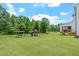 Large backyard with playground set and wooded area behind at 1425 Sierra Glen Cir, Apex, NC 27502