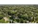 An aerial view depicts homes nestled among mature trees in a peaceful residential neighborhood, complete with sidewalks at 1542 W Davis St, Burlington, NC 27215