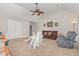 Large bonus room with high ceilings, a ceiling fan, furniture, a slide, and a carpeted floor at 1726 Rapids Ct, Franklinton, NC 27525