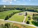 Scenic aerial view of home nestled among green fields and dense trees in a rural setting at 190 Mitchells Chapel Road, Pittsboro, NC 27312