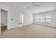 Spacious main bedroom with neutral colors and vaulted ceiling at 238 Royal Tower Way, Cary, NC 27513