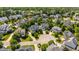 Expansive aerial view showcasing a vibrant neighborhood with mature trees and well-maintained homes at 307 Beacon Falls Ct, Cary, NC 27519