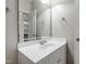 Bathroom features a white marble vanity with mirror and gray walls at 307 Beacon Falls Ct, Cary, NC 27519