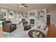 Cozy living room with a fireplace, built-in shelves, hardwood floors, and large windows at 4219 Peachway Dr, Durham, NC 27705