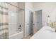 Bathroom featuring a shower with tile and a vanity with a sink and plenty of storage at 4963 Highcroft Dr, Cary, NC 27519
