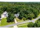 An aerial view of a charming home nestled amongst mature trees in a lush, green neighborhood at 5940 Dahlberg Dr, Raleigh, NC 27603