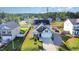 Aerial view of the home, showing its position in the neighborhood and the home's installed solar panels at 614 Marian Way, Sanford, NC 27330