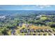 A panoramic aerial view of a residential area with a sprawling forest as a serene backdrop at 614 Marian Way, Sanford, NC 27330