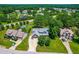 Aerial view of a home with a pool, lush greenery, and neighborhood landscape at 63 Majestic Oak Dr, Garner, NC 27529