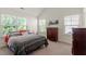 Bedroom with neutral paint, large windows and a calming view of the outside at 7879 Allscott Way, Raleigh, NC 27612