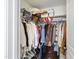 Walk-in closet with shelves and hanging rods offering ample storage space for clothing and personal belongings at 818 Bryant St, Raleigh, NC 27603