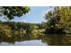 The calm water creates a beautiful mirror reflecting the surrounding trees and sky at 9508 Waterwood Ct, Raleigh, NC 27614