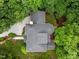 Overhead view of a home nestled amongst lush greenery, showcasing its private and serene setting at 105 Jolyn Pl, Chapel Hill, NC 27517