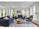 Bright and airy living room with large windows, comfortable seating, and hardwood floors showcasing modern decor at 105 Jolyn Pl, Chapel Hill, NC 27517