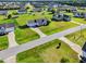 This aerial view captures a well-maintained property with a spacious lawn in a charming residential neighborhood at 108 Hudson Dr, Princeton, NC 27569