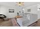 Open living room features hardwood floors and neutral paint at 108 Hudson Dr, Princeton, NC 27569