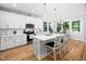 Modern kitchen featuring white cabinetry, stainless steel appliances, and a spacious quartz island at 1176 Sagamore Dr, Louisburg, NC 27549