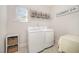 Well-lit laundry room featuring a front load washer and dryer and shelving at 123 Teaser Dr, Fuquay Varina, NC 27526
