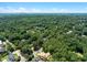 An aerial view of a suburban neighborhood, with tree-lined streets and houses nestled among lush greenery at 1610 Ridge Rd, Raleigh, NC 27607